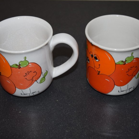 LOT Vtg Nancy Lynn Anthropomorphic Smiling Fruit Coffee Ceramic Mug Cups 70s E55 - Picture 3 of 12